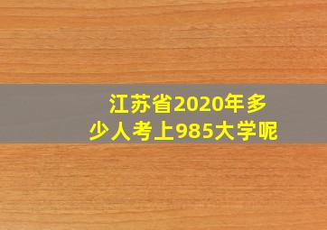 江苏省2020年多少人考上985大学呢