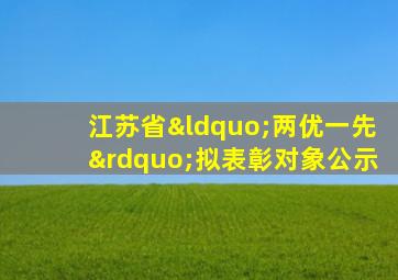 江苏省“两优一先”拟表彰对象公示