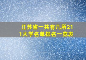 江苏省一共有几所211大学名单排名一览表