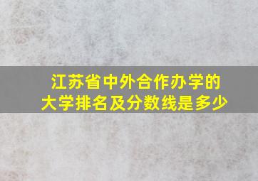 江苏省中外合作办学的大学排名及分数线是多少