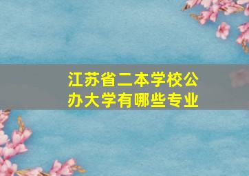 江苏省二本学校公办大学有哪些专业