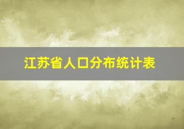 江苏省人口分布统计表