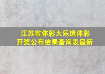 江苏省体彩大乐透体彩开奖公布结果查询表最新