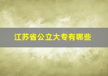 江苏省公立大专有哪些