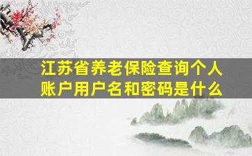 江苏省养老保险查询个人账户用户名和密码是什么