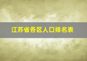 江苏省各区人口排名表