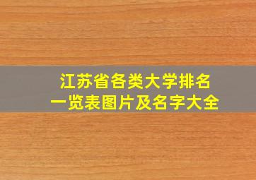 江苏省各类大学排名一览表图片及名字大全