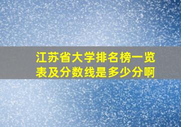 江苏省大学排名榜一览表及分数线是多少分啊