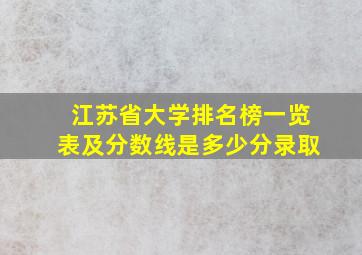 江苏省大学排名榜一览表及分数线是多少分录取