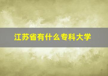 江苏省有什么专科大学