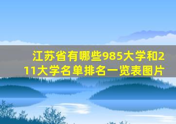 江苏省有哪些985大学和211大学名单排名一览表图片