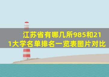 江苏省有哪几所985和211大学名单排名一览表图片对比