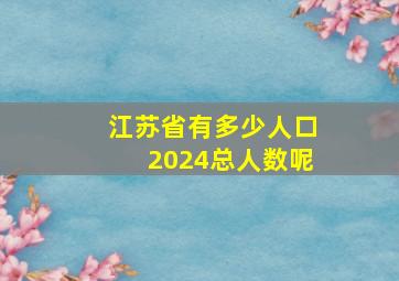 江苏省有多少人口2024总人数呢