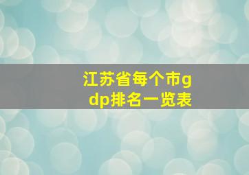 江苏省每个市gdp排名一览表