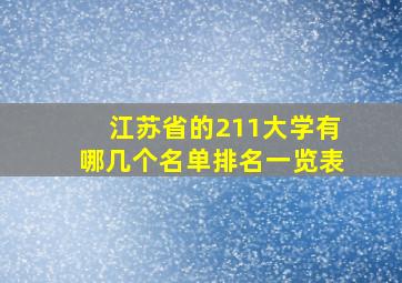 江苏省的211大学有哪几个名单排名一览表