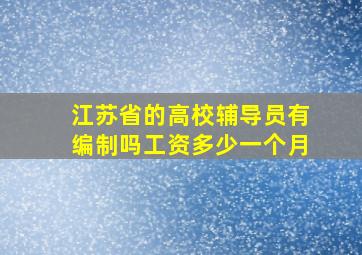 江苏省的高校辅导员有编制吗工资多少一个月