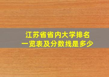 江苏省省内大学排名一览表及分数线是多少