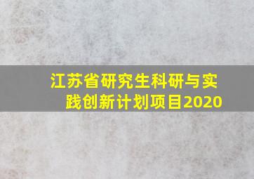 江苏省研究生科研与实践创新计划项目2020