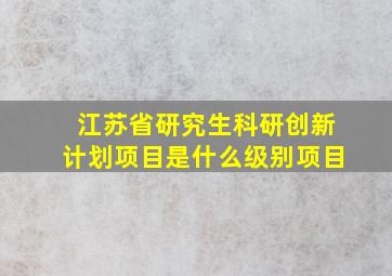 江苏省研究生科研创新计划项目是什么级别项目