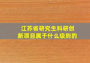 江苏省研究生科研创新项目属于什么级别的