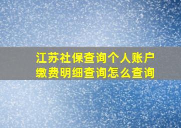 江苏社保查询个人账户缴费明细查询怎么查询