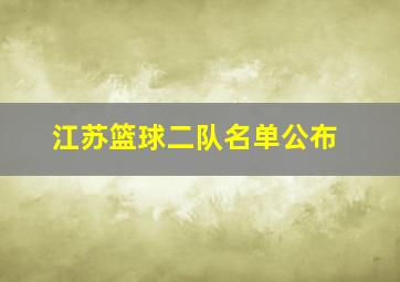 江苏篮球二队名单公布