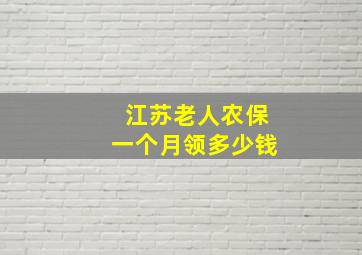 江苏老人农保一个月领多少钱