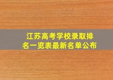 江苏高考学校录取排名一览表最新名单公布