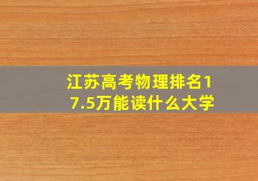 江苏高考物理排名17.5万能读什么大学