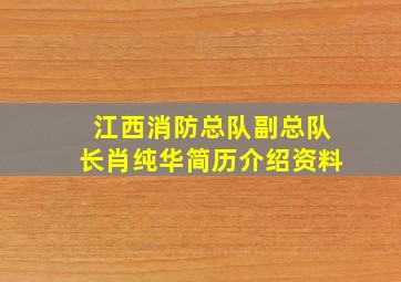 江西消防总队副总队长肖纯华简历介绍资料