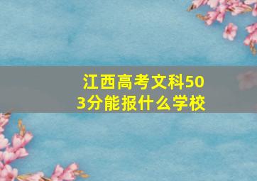 江西高考文科503分能报什么学校