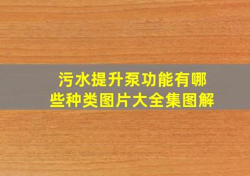 污水提升泵功能有哪些种类图片大全集图解