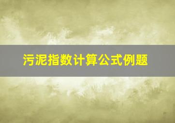 污泥指数计算公式例题