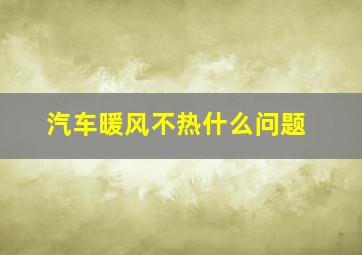 汽车暖风不热什么问题