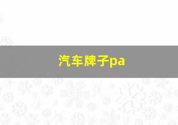 汽车牌子pa