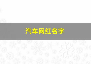 汽车网红名字