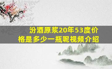 汾酒原浆20年53度价格是多少一瓶呢视频介绍