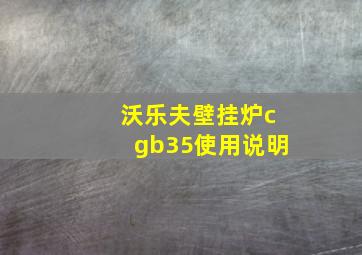 沃乐夫壁挂炉cgb35使用说明