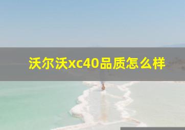 沃尔沃xc40品质怎么样