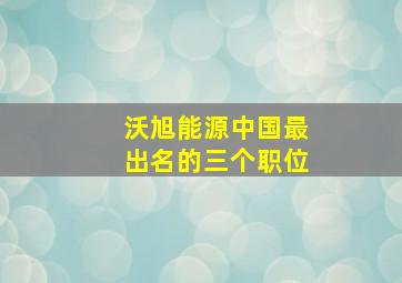 沃旭能源中国最出名的三个职位