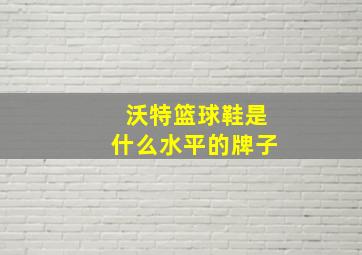 沃特篮球鞋是什么水平的牌子