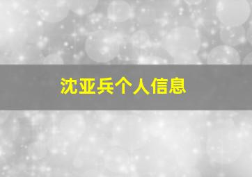 沈亚兵个人信息