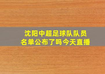 沈阳中超足球队队员名单公布了吗今天直播