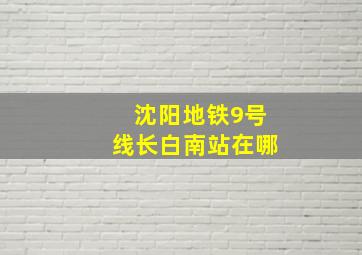 沈阳地铁9号线长白南站在哪