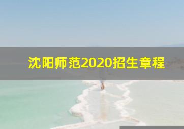 沈阳师范2020招生章程