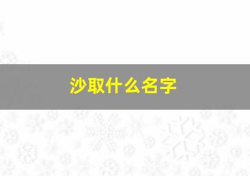 沙取什么名字