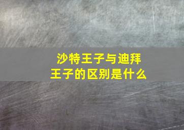 沙特王子与迪拜王子的区别是什么