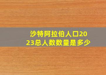 沙特阿拉伯人口2023总人数数量是多少