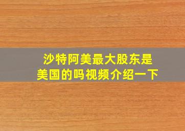 沙特阿美最大股东是美国的吗视频介绍一下