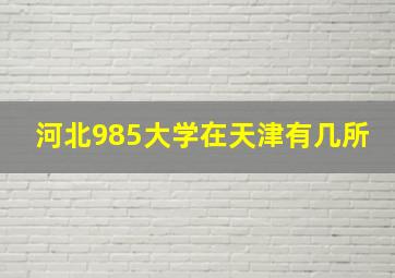 河北985大学在天津有几所